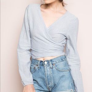 Brandy Melville light blue wrap top